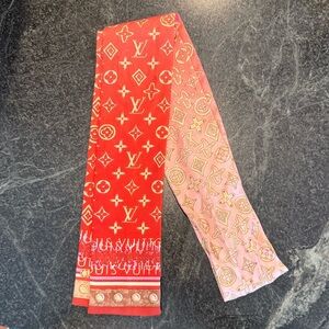Louis Vuitton Red and Pink Monogram Scarf Belt